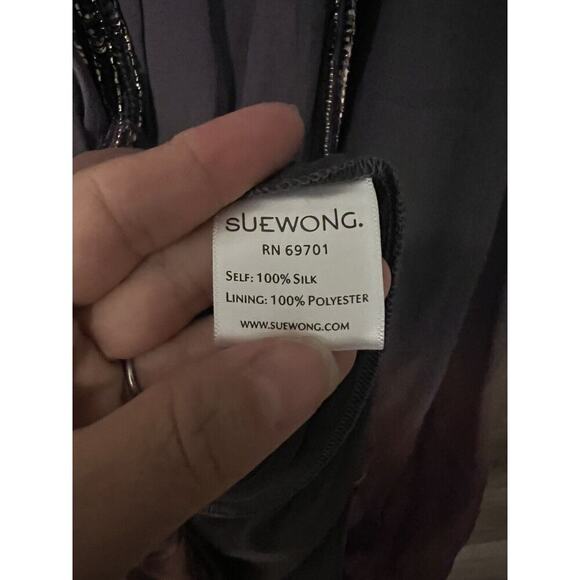 Vintage Y2K Sue Wong Mini Dress Bow Brown Ombre Sequin Bubble Hem 100% Silk Sz 4 - Picture 9 of 11